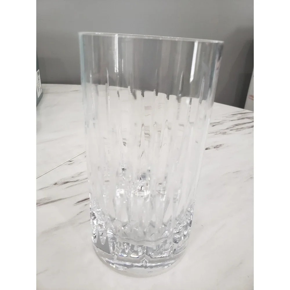 LOT SET 4 Miller Rogaska Soho Highball Tumblers 3 pc Vertical Cut Crystal Hiball